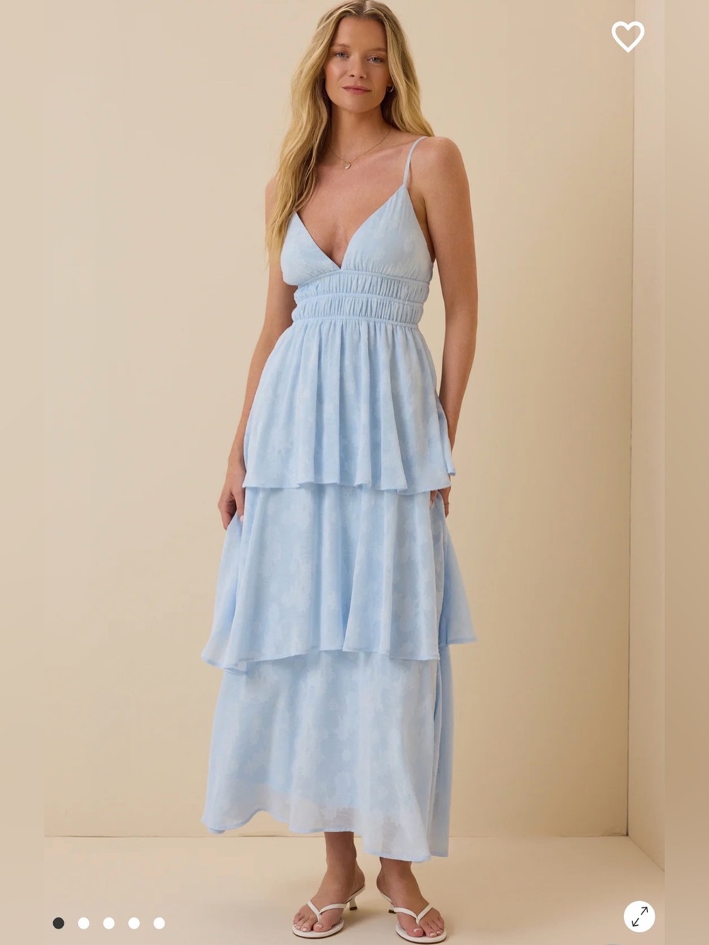 Altar'd State Soft Blue Tiered Maxi Dress with Spaghetti Straps